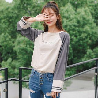 Color-block Printed Tee Gray - One Size