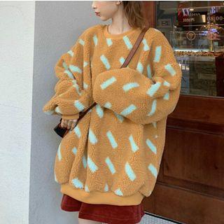 Faux Shearling Sweatshirt As Shown In Figure - One Size