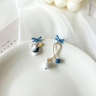 Rabbit Alloy Asymmetrical Dangle Earring