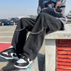 Chained Mid Rise Loose Fit Jeans