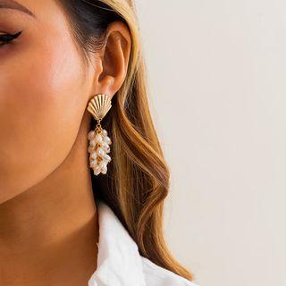 Faux Pearl Drop Earring 1 Pair - 2494 - Gold - One Size