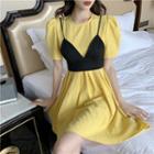 Puff-sleeve Dress + Camisole Top
