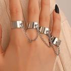 4 In 1 Chained Alloy Ring 01 - Silver - One Size