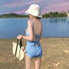 Knit Open-back Swimsuit