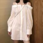 Long-sleeve Cold Shoulder Mini Shirt Dress