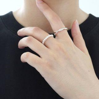 Set Of 2: Faux Pearl Alloy Ring (various Designs)
