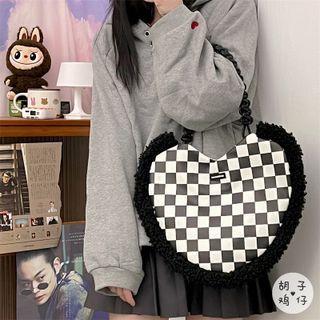 Checker Print Heart Tote Bag