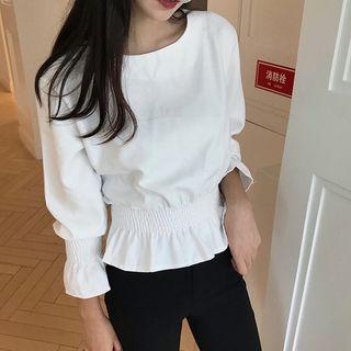 3/4-sleeve Smocked Waist Top