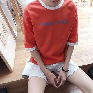 Letter Piped Short-sleeve T-shirt