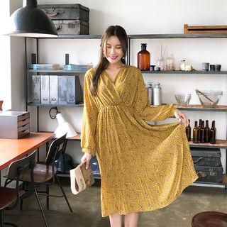 Floral Print A-line Dress Yellow - One Size
