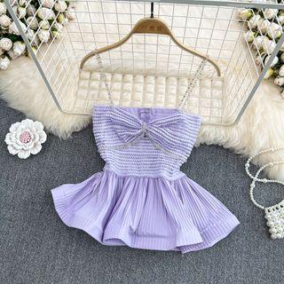 Rhinestone Strap Bow Detail Camisole Top