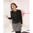 Faux-pearl Beaded Open-front Cardigan