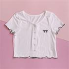 Short-sleeve Bow Embroidered T-shirt