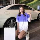 Gradient Loose-fit Short-sleeve T-shirt Purple - One Size