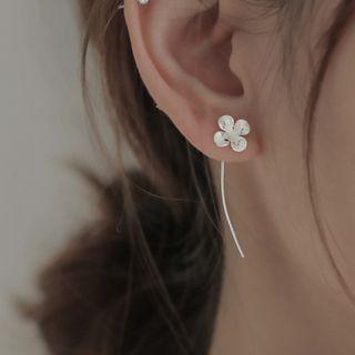 Clover Sterling Silver Ear Stud 1 Pair - Silver - One Size