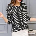 Collarless Dotted Blouse