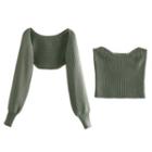 Strapless Ribbed Knit Top / Shrug
