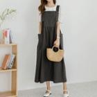 Band-strap Linen Maxi Jumper Dress