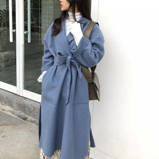 Tie-waist Loose-fit Long Coat