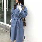 Tie-waist Loose-fit Long Coat