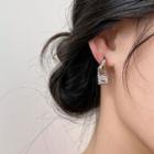 Lock Rhinestone Alloy Dangle Earring D805 - 1 Pair - Silver - One Size
