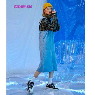 Denim Jumper Midi Dress Denim Blue - One Size