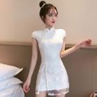 Cap-sleeve Mini A-line Qipao