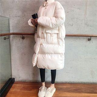 Padded Zip Long Coat Beige - One Size