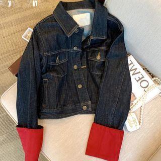 Contrast Panel Denim Cropped Jacket