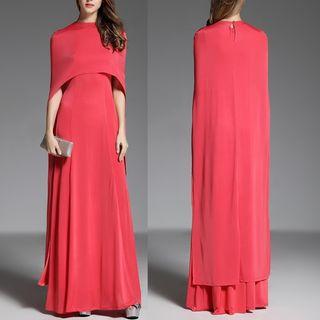 Sleeveless A-line Evening Gown With Capelet