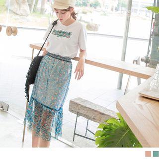 Leopard Panel Lettering Midi Dress