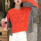 Gingham Panel Long-sleeve Sweatshirt