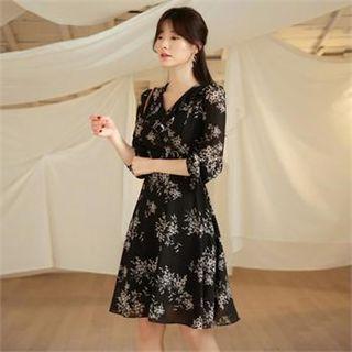 Tall Size: Tie-waist Floral Print Dress