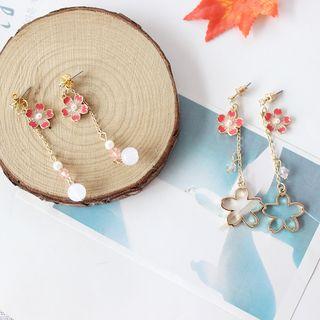 Faux Pearl Alloy Sakura Dangle Earring 1 Pair - 6564 - Pink - One Size