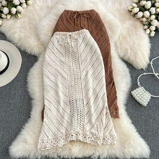 High Waist Crochet Knit Skirt