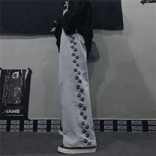 Paw Print Wide-leg Pants