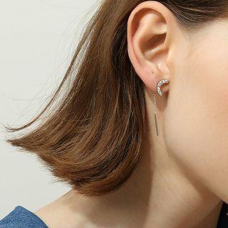 Rhinestone Bar Dangle Earring As Shown In Figure - One Size