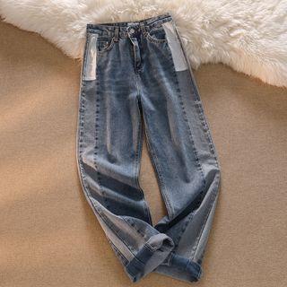 Patchwork Washed Baggy Jeans