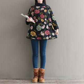 Mock-neck Floral Sweatshirt