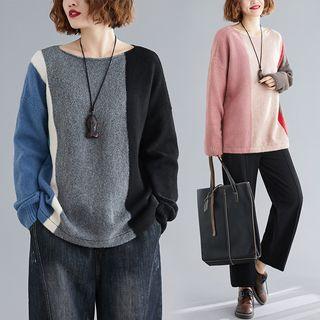 Panel Round-neck Knit T Shirt