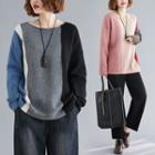 Panel Round-neck Knit T Shirt