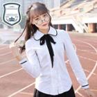 Set: Contrast Trim Shirt + Bow Tie