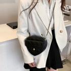 Chain Faux Leather Heart Crossbody Bag