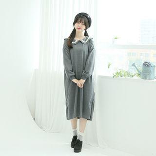 Sailor-collar Midi Pullover Dress