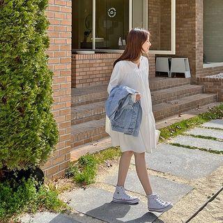 Notch-neck Flared Tiered Dress