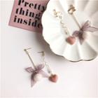 Non-matching Heart & Bow Dangle Earring
