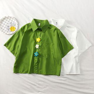 Flower-accent Loose-fit Shirt
