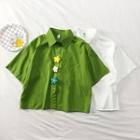 Flower-accent Loose-fit Shirt