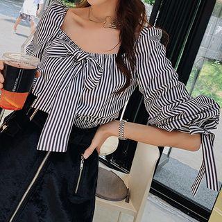 Bow Accent Square-neck Blouse