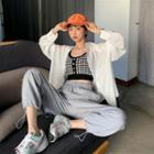 Gingham Knit Cropped Camisole Top / Sweatpants / Shirt
